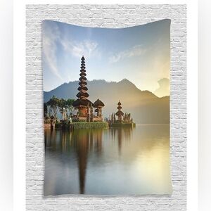 Balinese ,Pura Ulun Danu Building Backdrop,68 x 88,Panorama Sunrise on  Bali